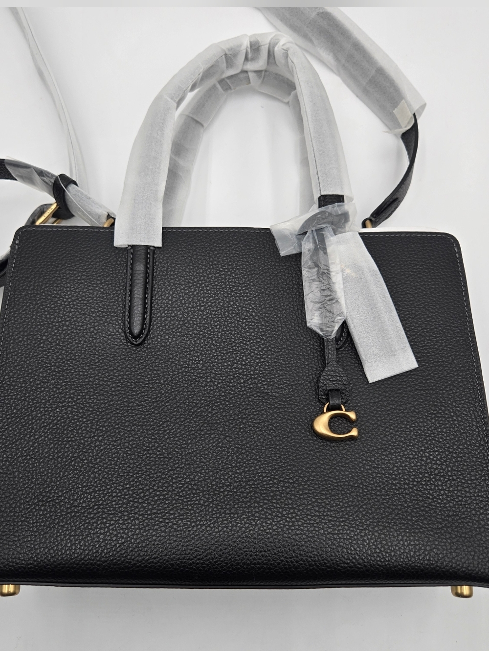 #  Coach Polished Pebble Leather Carter Carryall 28 Black - Picture 4 of 15